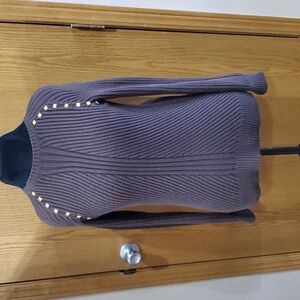 Michael Michael kors chocolate brown brass bling ribbed knit sweater